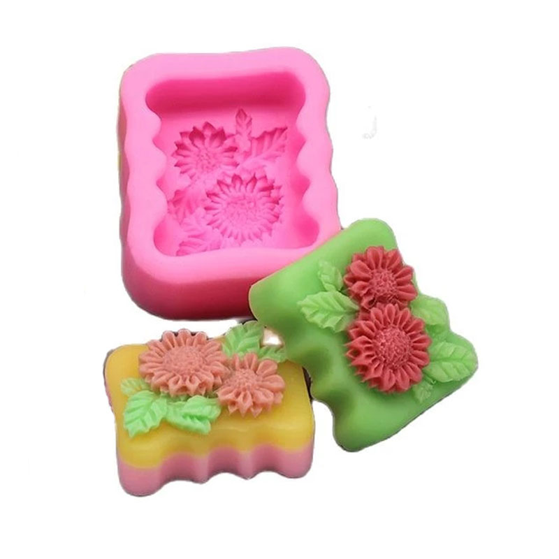 Soap Making Homemade - 3D สแควร์ดอกไม้ซิลิโคนสบู่แม่พิมพ์ดอกทานตะวันสบู่แม่พิมพ์สบู่โฮมเมดทํา DIY เทียนแม่พิมพ์อุปกรณ์ตกแต่งเค้ก