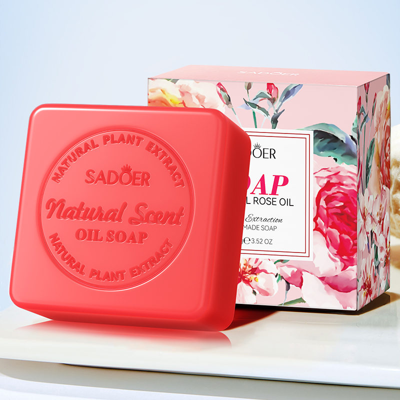 Castor Oil Soap - สบู่แฮนด์เมด สบู่สมุนไพรธรรมชาติ น้ำมันหอมระเหยกุหลาบ สบู่ควบคุมความมัน สบู่อาบน้ำ ทำความสะอาดล้ำลึกและบำรุงผิว
