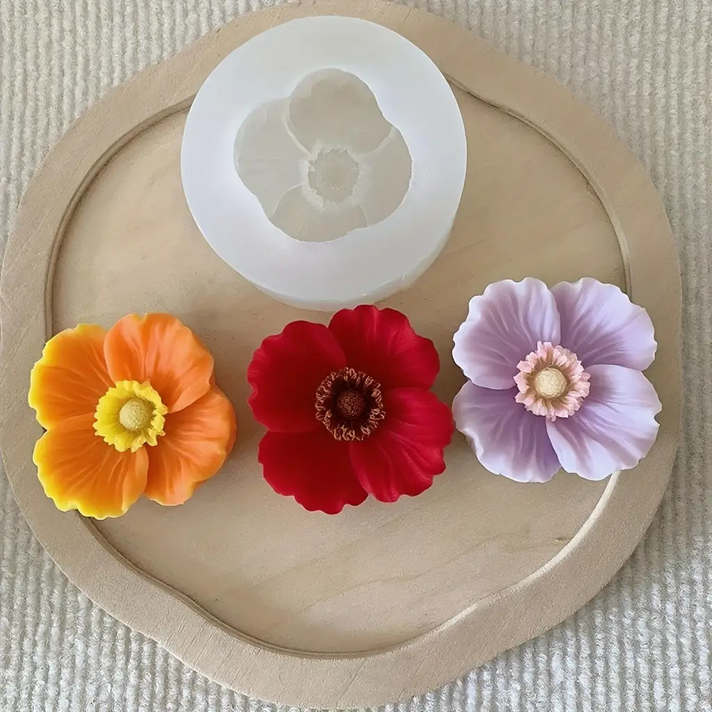 Soap Making Gifts - แม่พิมพ์เทียนซิลิโคนรูปดอกไม้ สามารถใช้ทำสบู่ ดินเหนียว งานฝีมือเรซิ่น ของตกแต่งบ้าน และของขวัญวันหยุดต่างๆ
