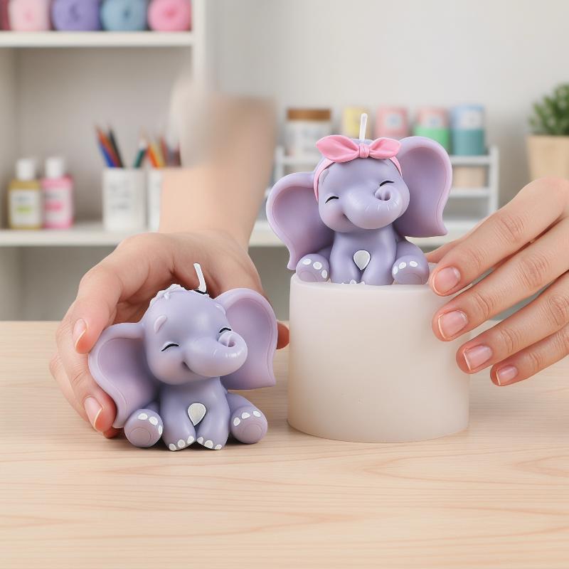 Natural Making Soap - แม่พิมพ์เทียนซิลิโคนรูปช้าง 3 มิติ น่ารัก ใช้งานง่าย นำกลับมาใช้ใหม่ได้