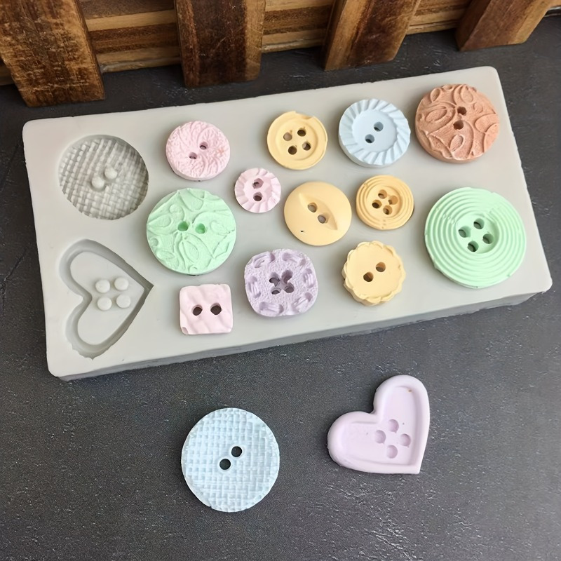 Natural Making Soap - แม่พิมพ์ซิลิโคนรูปทรงกระดุม แม่พิมพ์ซิลิโคนสำหรับทำสบู่และเทียน อุปกรณ์ตกแต่ง