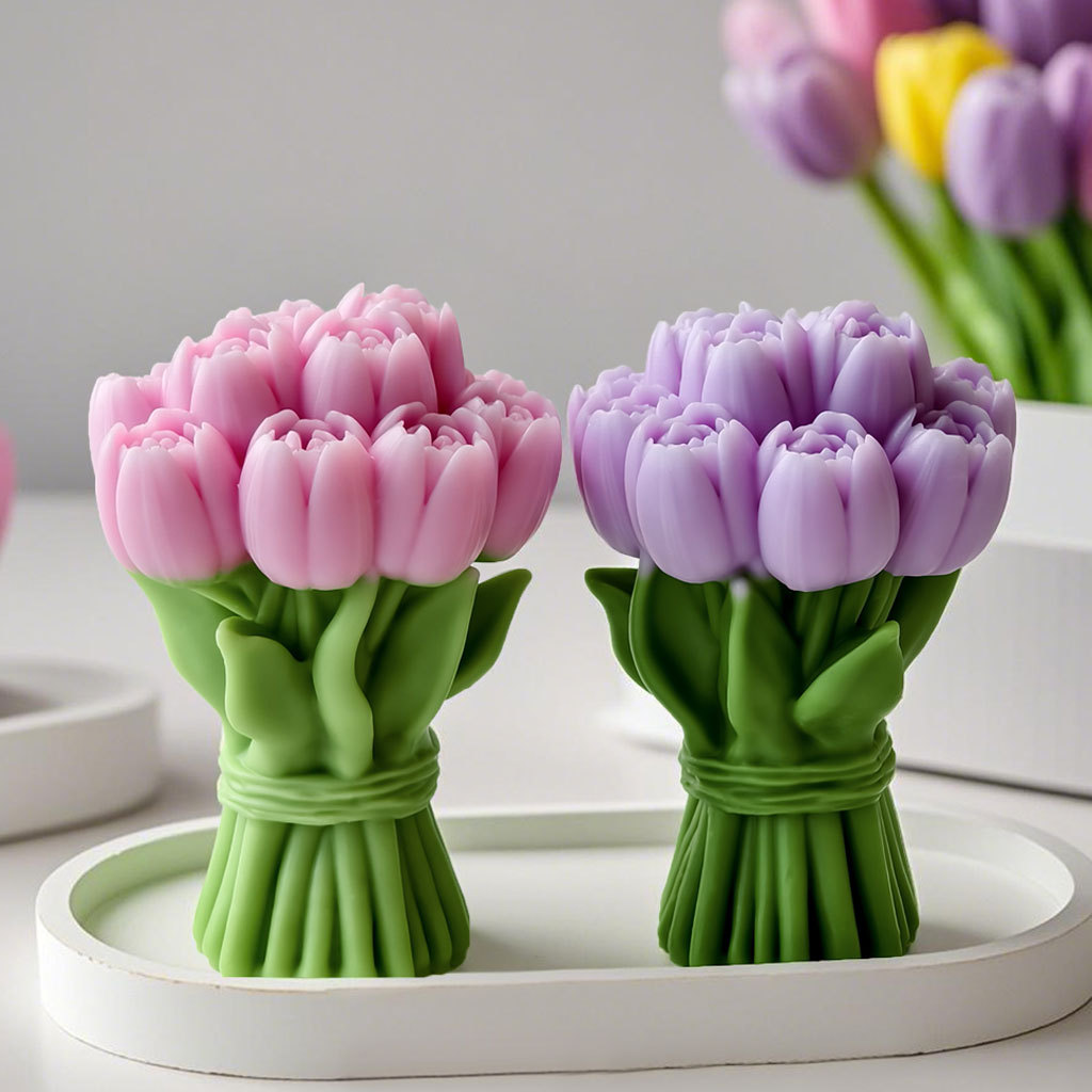 Soap Making Gifts - ของขวัญวันวาเลนไทน์ TULIP Bouquet แม่พิมพ์ซิลิโคน DIY ดอกไม้