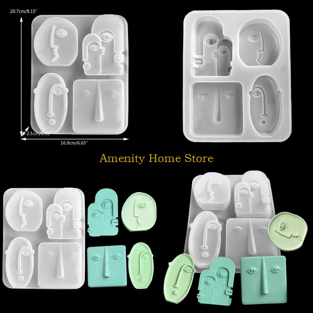 Soap Making Homemade - F26C 3D ใบหน้ามนุษย์เทียนแม่พิมพ์ Art ซิลิโคนบทคัดย่อเทียนเทียนทำภาพแม่พิมพ์สำหรับ Handmade
