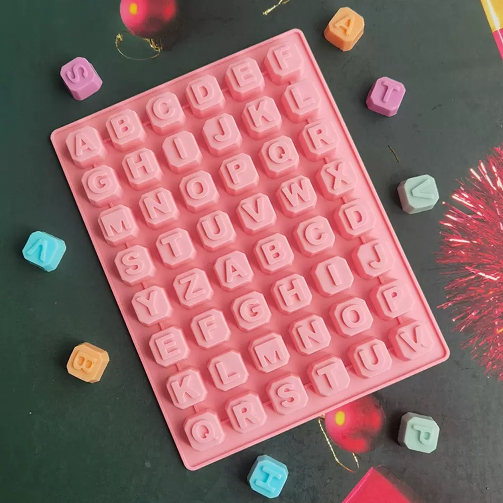 Natural Making Soap - 48 ตัวอักษร Enghish ตัวอักษรตัวอักษรซิลิโคนแม่พิมพ์สบู่แม่พิมพ์เค้ก Cupcake Bakeware
