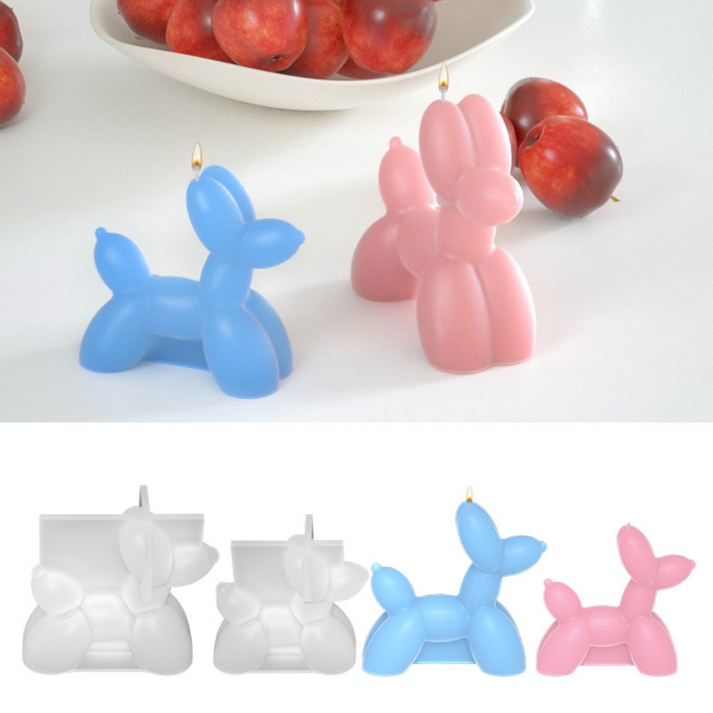 Soap Making Gifts - การ์ตูนมินิบอลลูนลูกสุนัขเทียนชุดสัตว์สุนัขพุดเดิ้ลสบู่ซิลิโคนแม่พิมพ์เรซิ่นจี้พวงกุญแจวันเกิดช็อกโกแลตของขวัญ