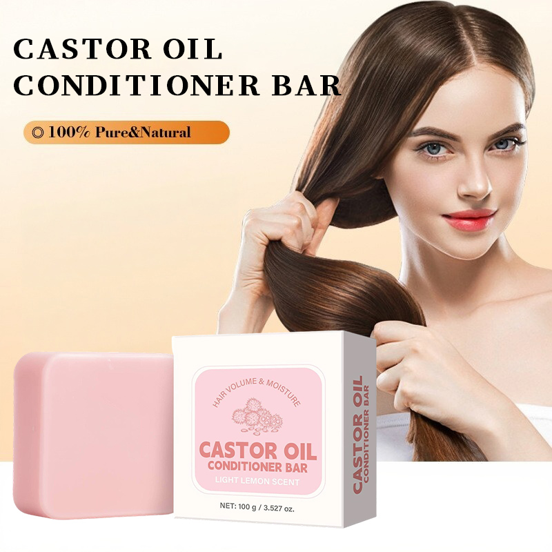 Castor Oil Soap - สบู่ครีมนวดผมน้ำมันละหุ่ง, แชมพูแข็งบำรุงและให้ความชุ่มชื้น, บำรุงรากผมให้แข็งแรง, สำหรับผมแห้งเสียชี้ฟู
