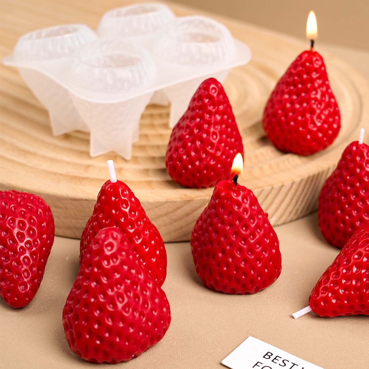 4 ชิ้นสตรอเบอร์รี่ซิลิโคนเทียน - Soap Making Gifts บทวิจารณ์และราคา
